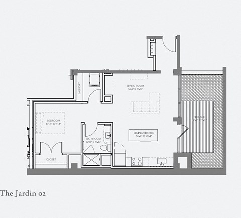 the jardin 02 floor plan at The Nicholas, Missouri 63104